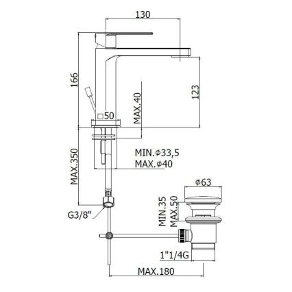 Paffoni - Baterija za umivaonik + odtok TANGO matni krom