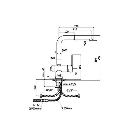 Paffoni - Kuhinjska miješalica RINGO s izvlačivim tušem, 29,2 cm