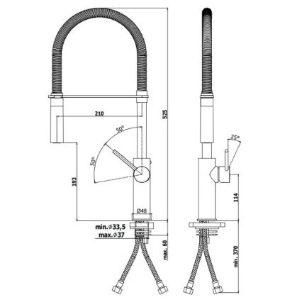 Paffoni - Kuhinjska miješalica s izvlačivim tušem LIGHT 52,5 cm sjajni krom