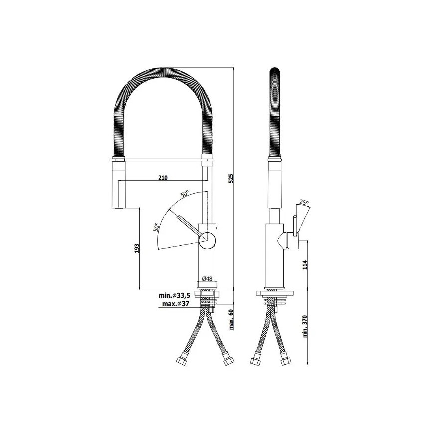 Paffoni - Kuhinjska miješalica s izvlačivim tušem LIGHT 52,5 cm sjajni krom