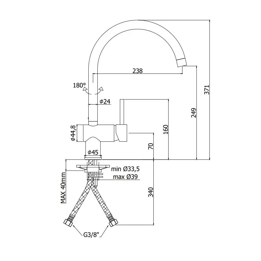 Paffoni - Kuhinjska slavina LIGHT crna