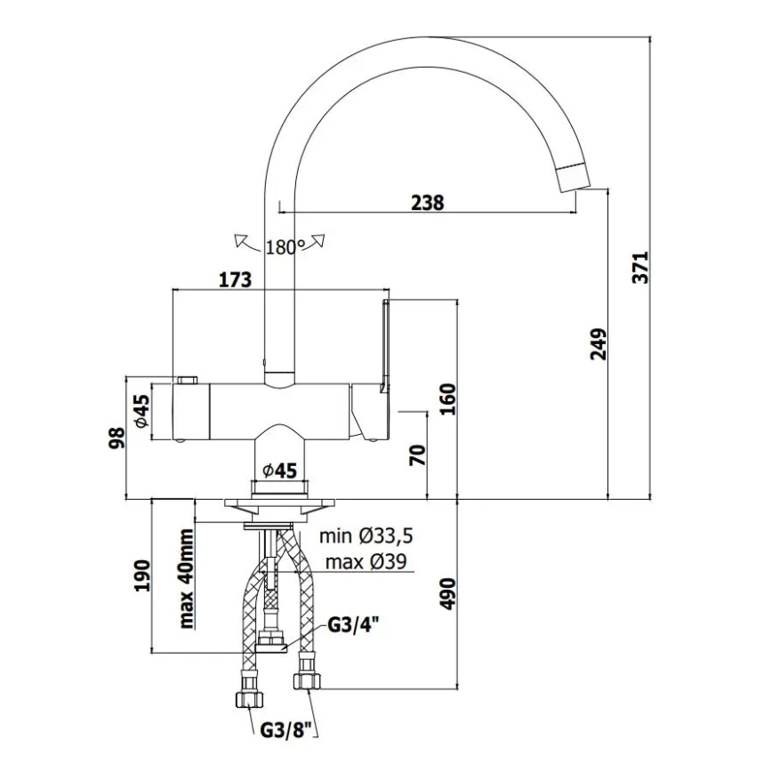 Paffoni - Kuhinjska slavina RINGO, sjajni krom
