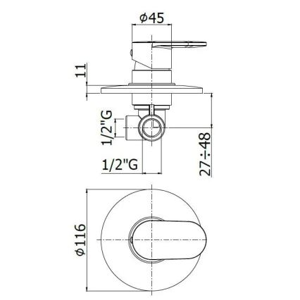 Paffoni - Miješalica za tuš CANDY sjajni krom