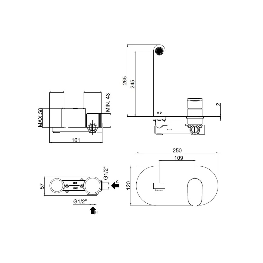 Paffoni - Miješalica za umivaonik za podžbuknu ugradnju CANDY, sjajni krom