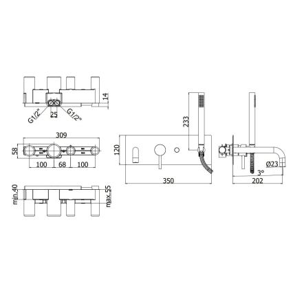 Paffoni - Set za kadu LIGHT matni krom
