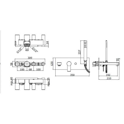 Paffoni - Set za kadu s baterijom za podžbuknu ugradnju TANGO, sjajni krom