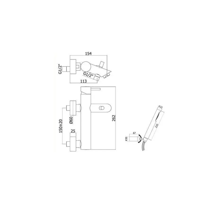 Paffoni - Set za kadu s miješalicom LIGHT crna