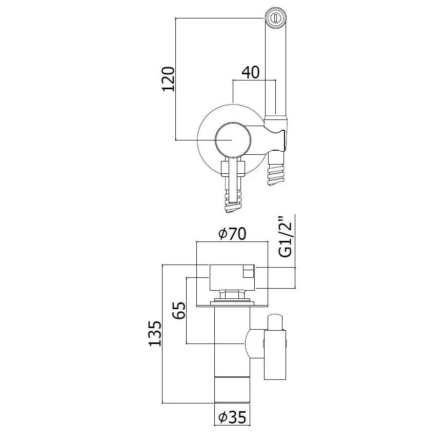 Paffoni - Zidni set s ručnom bide prskalicom za podžbuknu ugradnju RINGO WEST, brončana