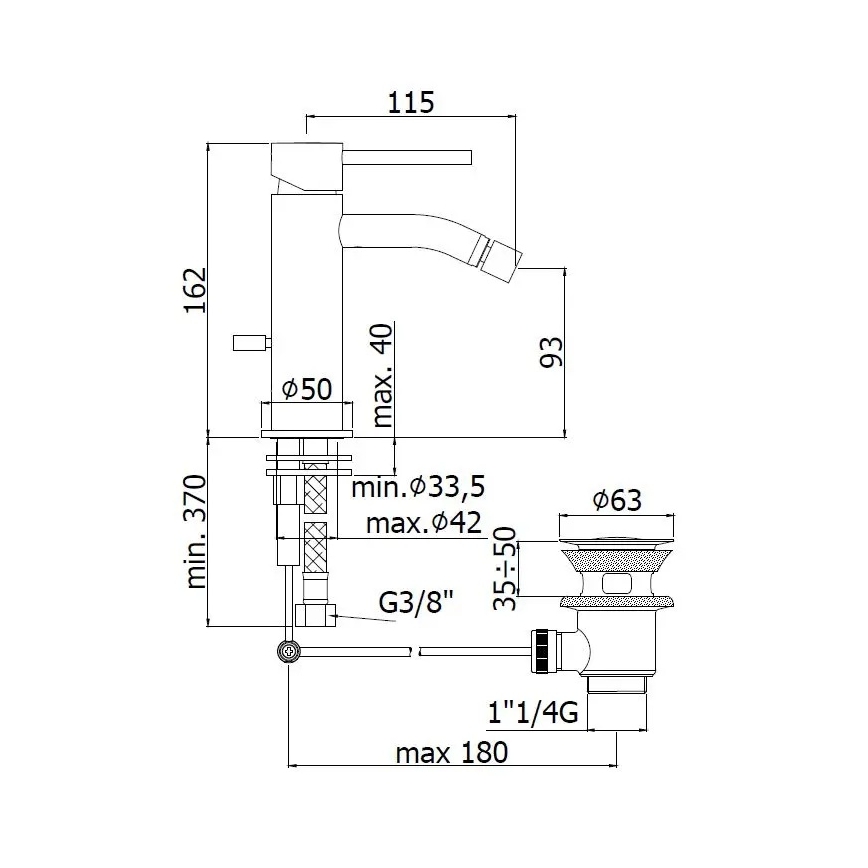 Paffoni - Slavina za bide s odtokom LIGHT, brušeno zlato