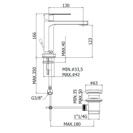 Paffoni - Slavina za umivaonik + ispust TANGO inox