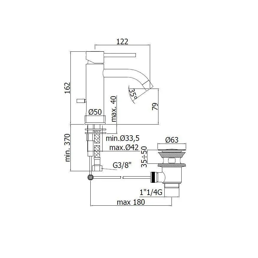 Paffoni - Slavina za umivaonik LIGHT crna