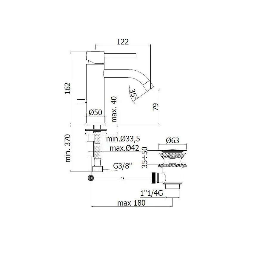 Paffoni - Slavina za umivaonik + odtok LIGHT sjajni krom