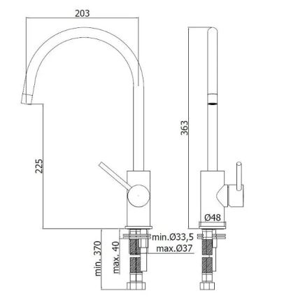 Paffoni - Sudoperna miješalica LIGHT 36,3 cm sjajni krom