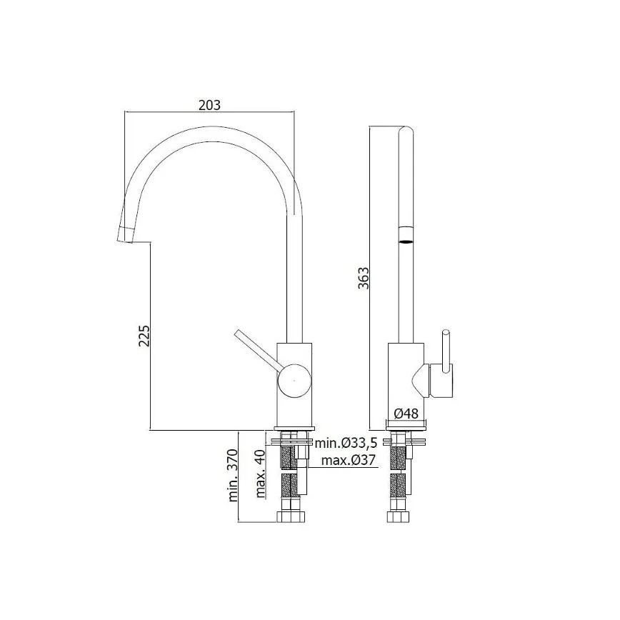 Paffoni - Sudoperna miješalica LIGHT 36,3 cm sjajni krom