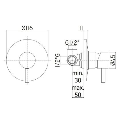 Paffoni - Tuš miješalica za podžbuknu ugradnju LIGHT matni krom