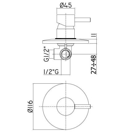 Paffoni - Tuš miješalica za podžbuknu ugradnju LIGHT sjajni krom