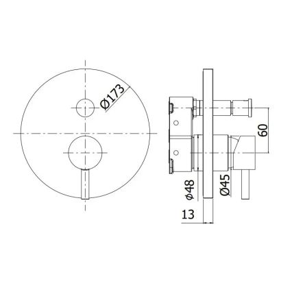 Paffoni - Tuš miješalica za podžbuknu ugradnju LIGHT, sjajni krom