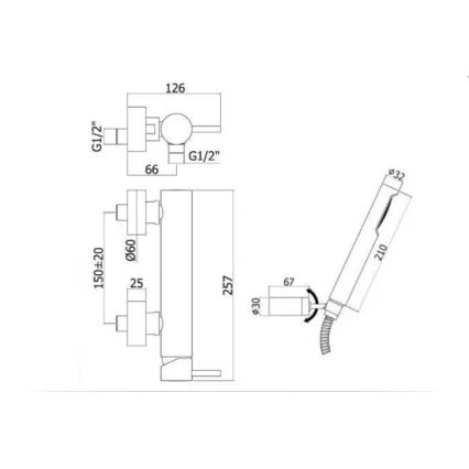 Paffoni - Tuš set s baterijom LIGHT, mat crna