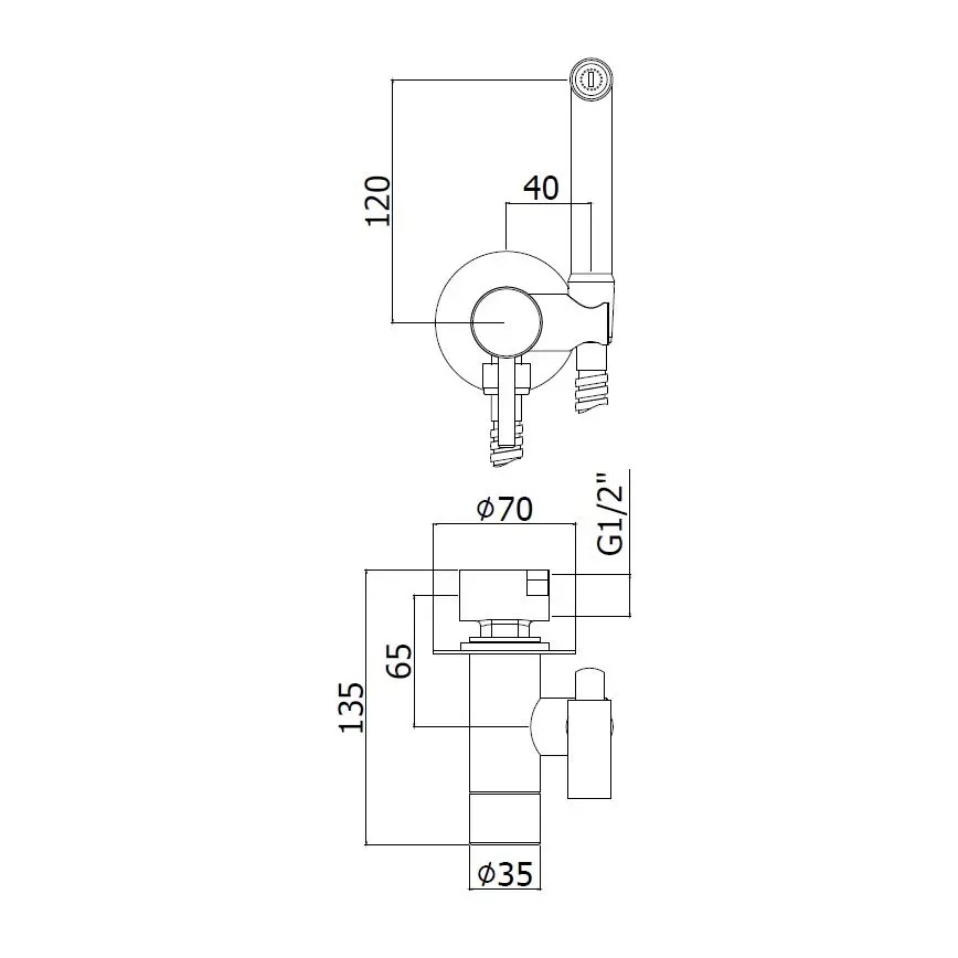 Paffoni - Zidni set s ručnom bide tušicom za podžbuknu ugradnju KIT sjajni krom