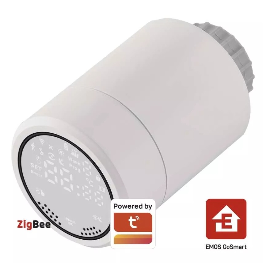Pametna termostatska glava s LCD zaslonom GoSmart M30x1,5 2xAA/1,5V Tuya