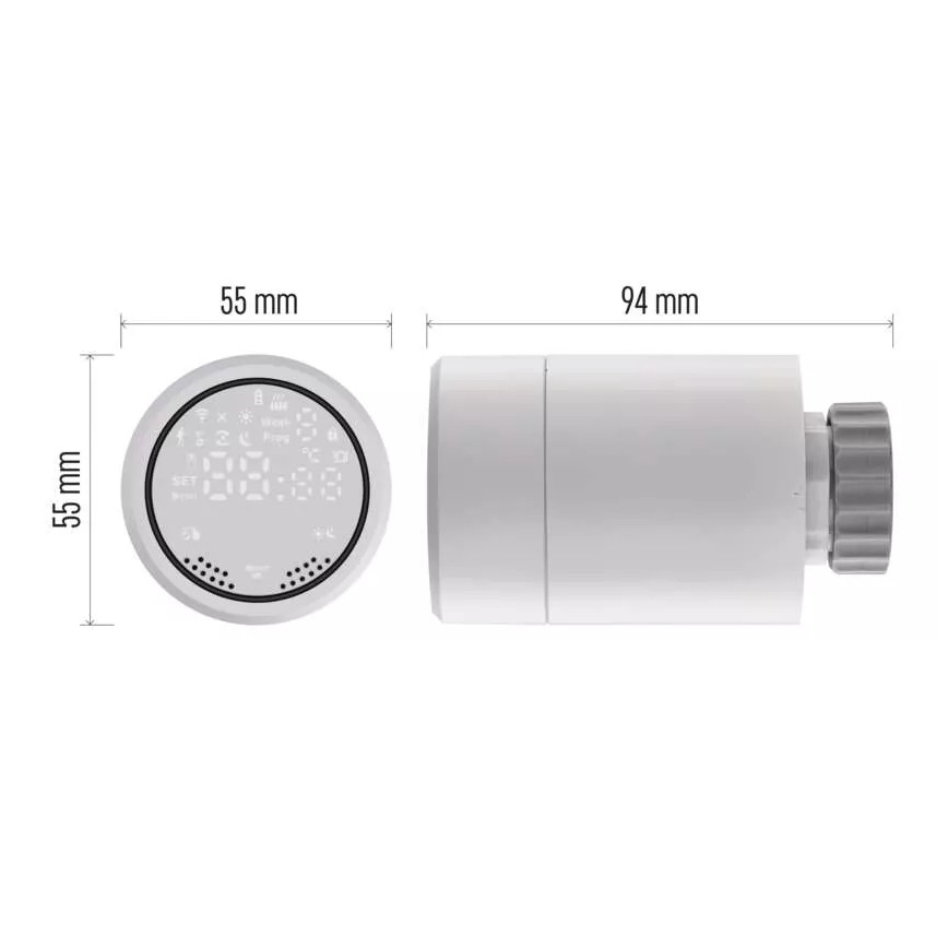 Pametna termostatska glava s LCD zaslonom GoSmart M30x1,5 2xAA/1,5V Tuya