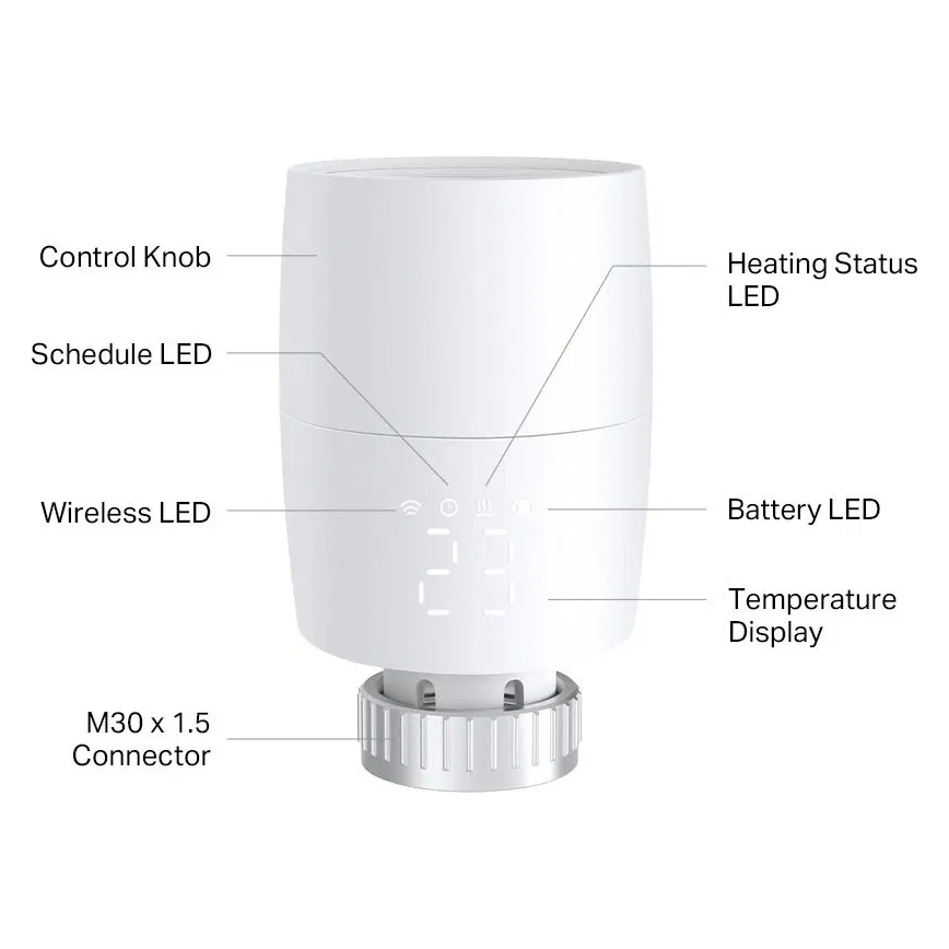 Pametna termostatska glavica s LCD zaslonom 2xAA Tuya