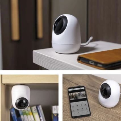 Pametna unutarnja rotirajuća kamera sa senzorom pokreta GoSmart 5V Wi-Fi Tuya bijela