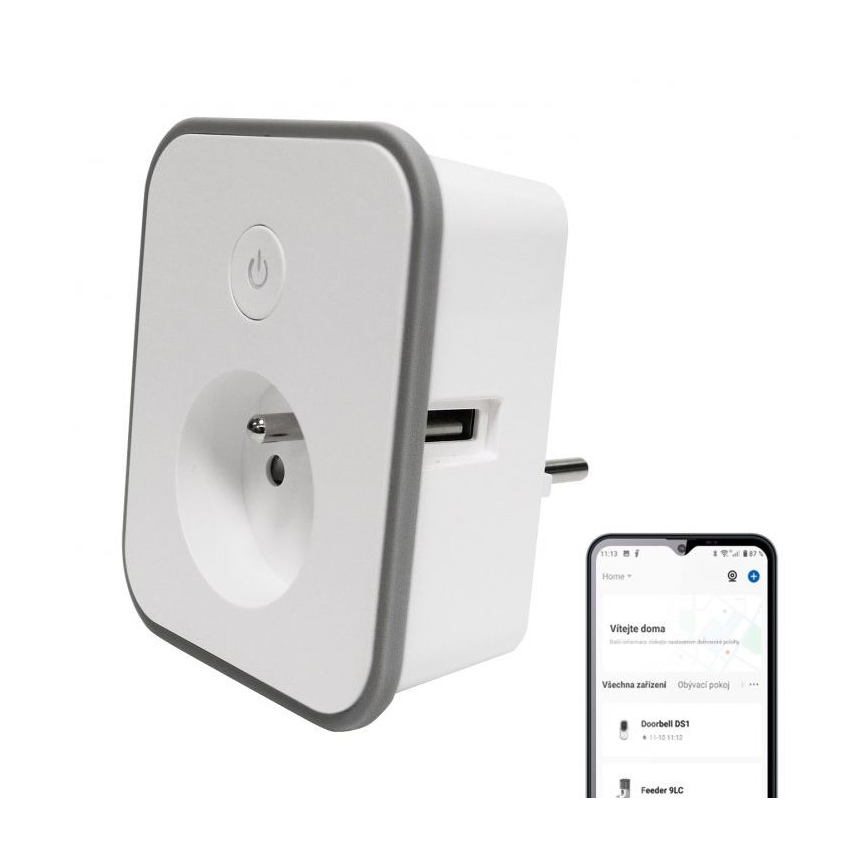 Pametna utičnica s mjerenjem potrošnje 3680W/230V + 2xUSB/12W/5V Wi-Fi