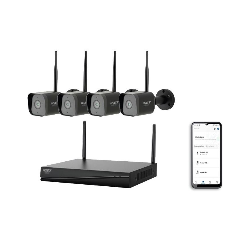 Pametni nadzorni sustav + 4 kamere, svaka s 2K+ senzorom, 12V, IP65, Wi-Fi, kompatibilan s Tuya