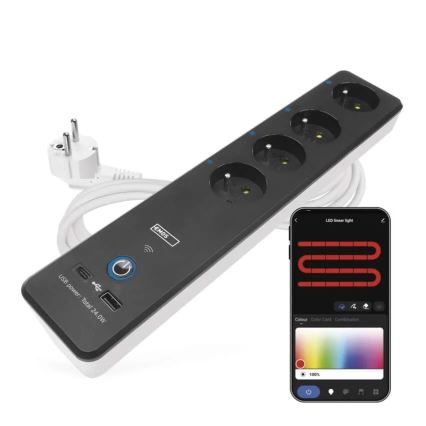 Pametni produžni kabel s prekidačem GoSmart 4Z + 1xUSB-A + 1xUSB-C 2 m Wi-Fi Tuya