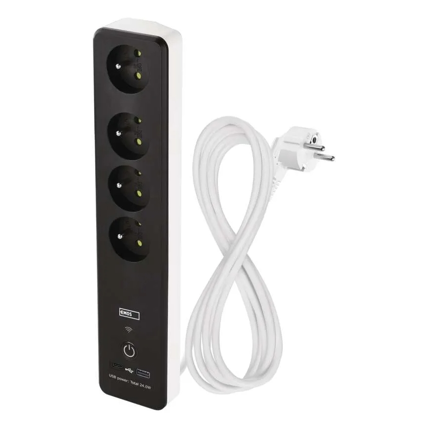 Pametni produžni kabel s prekidačem GoSmart 4Z + 1xUSB-A + 1xUSB-C 2 m Wi-Fi Tuya