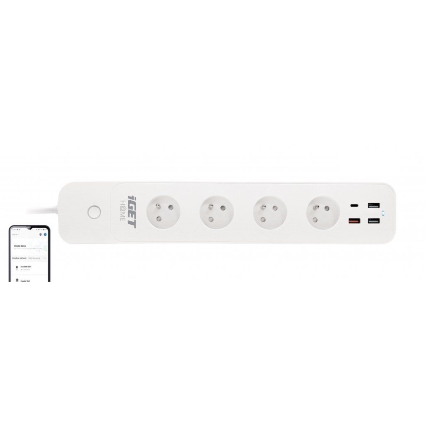 Pametni produžni kabel kabel s prekidačem 1,5 m 4U + 4xUSB Wi-Fi