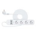 Pametni produžni kabel s prekidačem 4Z Tip E + 2x USB-A + 1x USB-C 1,5m Wi-Fi Tuya bijela