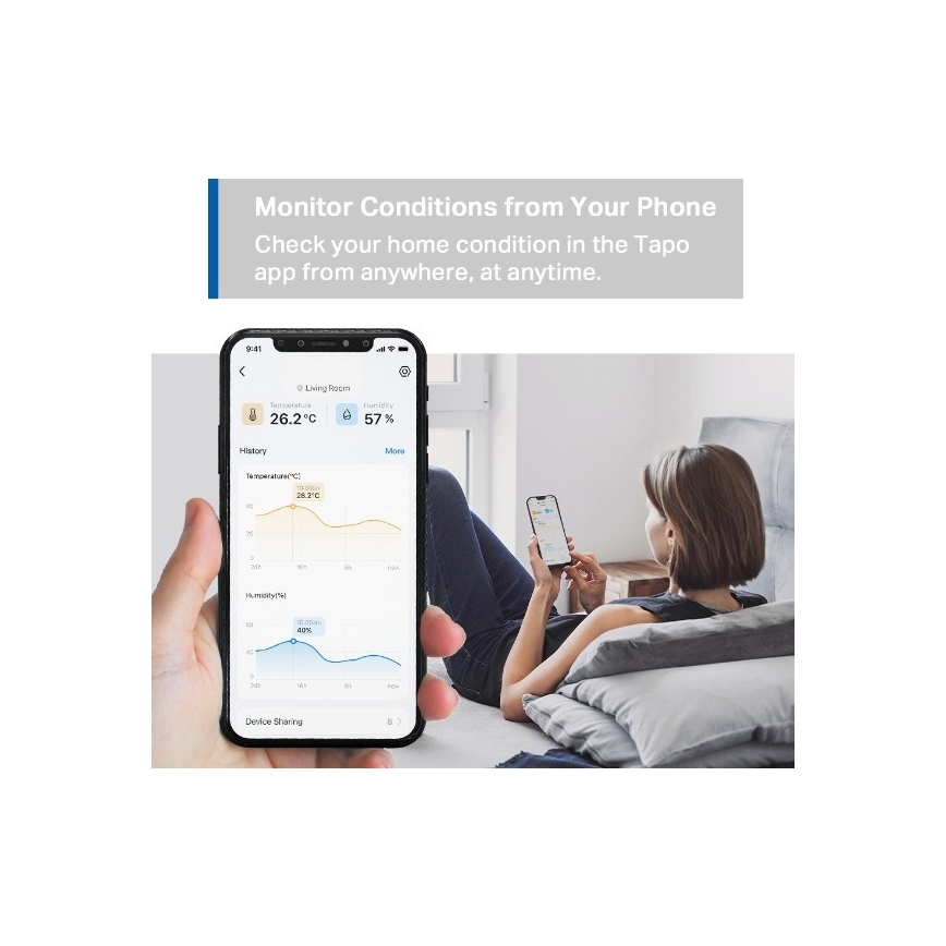 Pametni senzor za mjerenje temperature i vlažnosti 1xCR2450