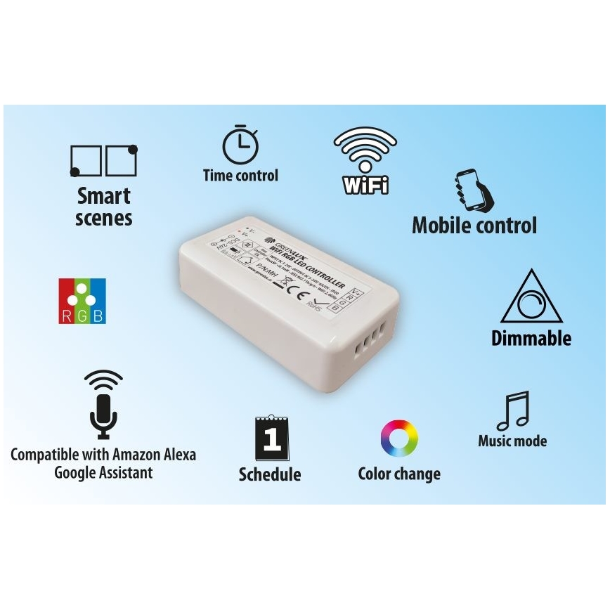 Pametni upravljač za LED RGB trake 5-24V Wi-Fi Tuya