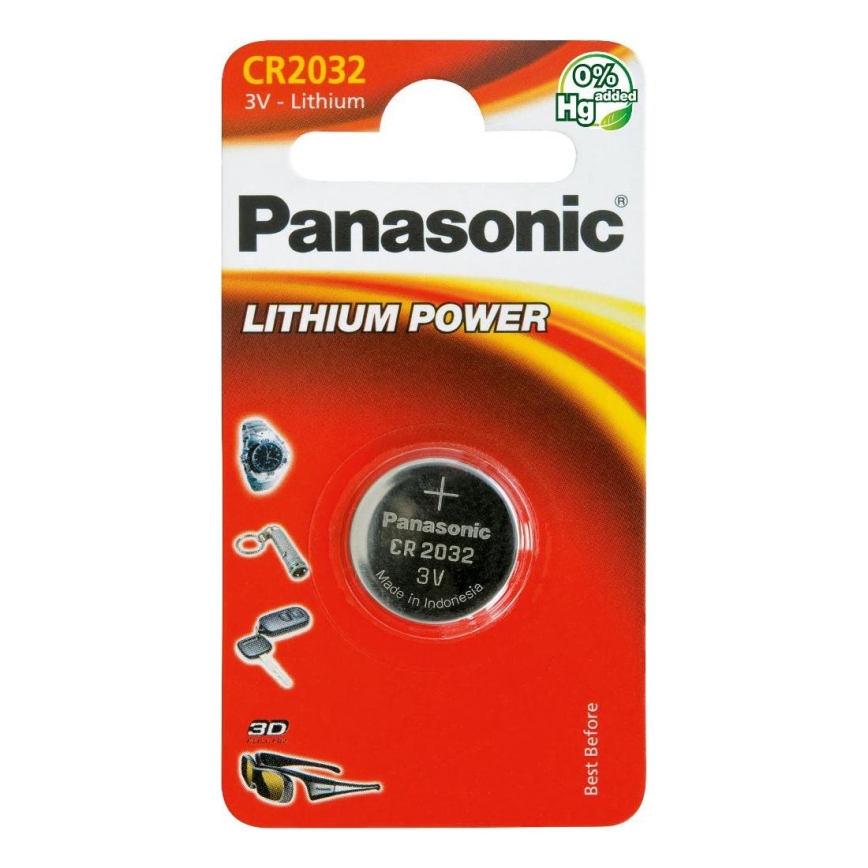 Panasonic - 1 kom Litijska gumbasta baterija CR2032 3V 220 mAh