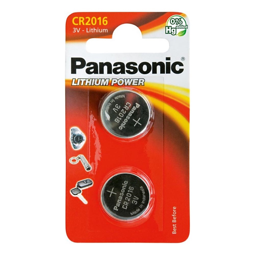 Panasonic - 2 kom Litijska gumbasta baterija CR2016 3V 72 mAh