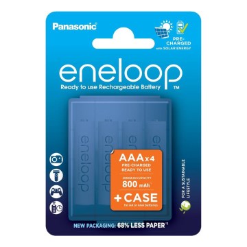 Panasonic - 4 kom Punjiva baterija AAA Eneloop 800 mAh + kućište