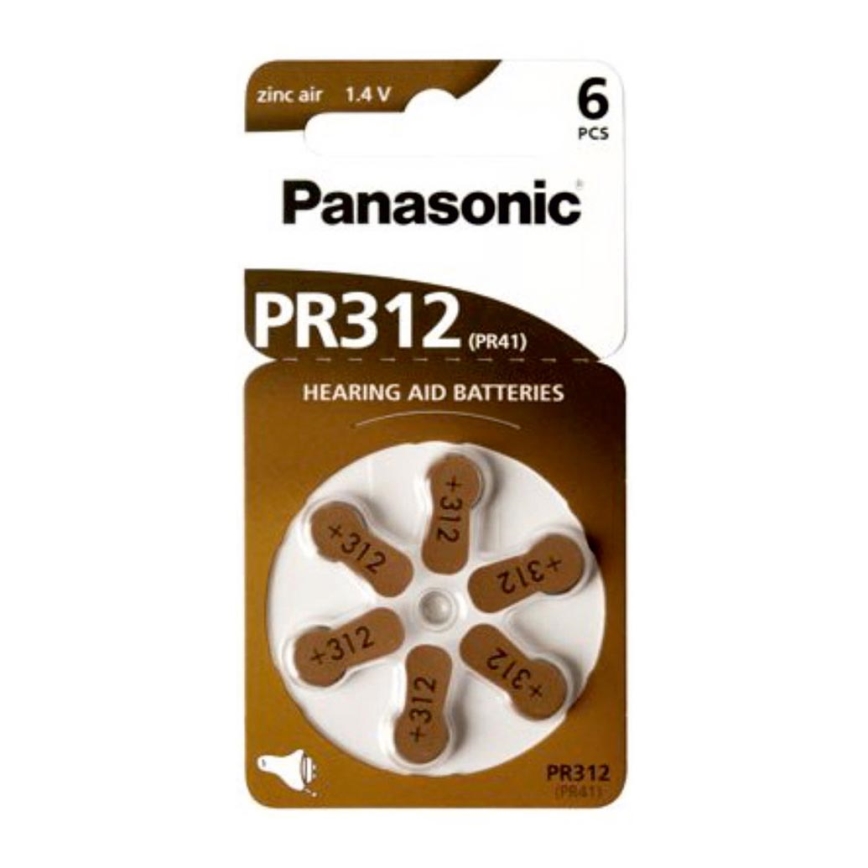 Panasonic - 6 kom Baterija za slušne aparate PR-312 1,4V