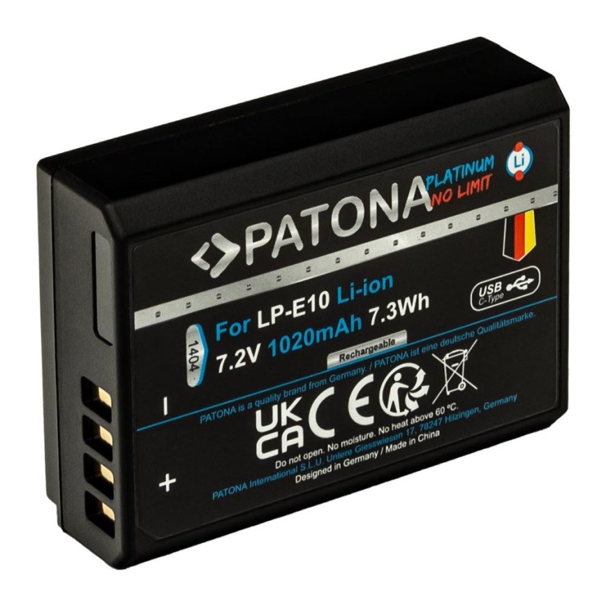 PATONA - Akumulatorska baterija Canon LP-E10 1020mAh Li-Ion Platinum s USB-C punjenjem