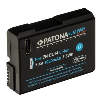PATONA - Baterija za Nikon EN-EL14/EN-EL14A 1030mAh Li-Ion Platinum s USB-C punjenjem