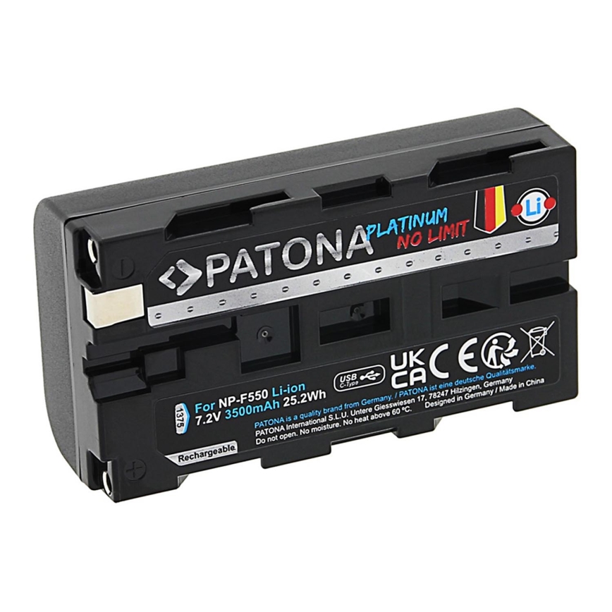 PATONA - Baterija za Sony NP-F550/F330/F570 3500mAh Li-Ion Platinum s USB-C punjenjem