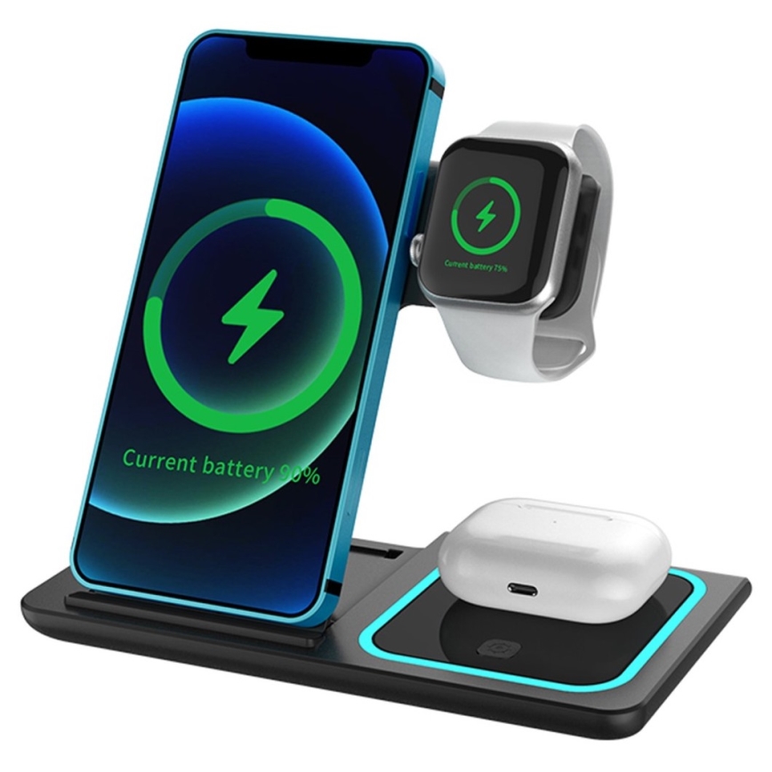PATONA - Bežični punjač 3u1 za iPhone crna