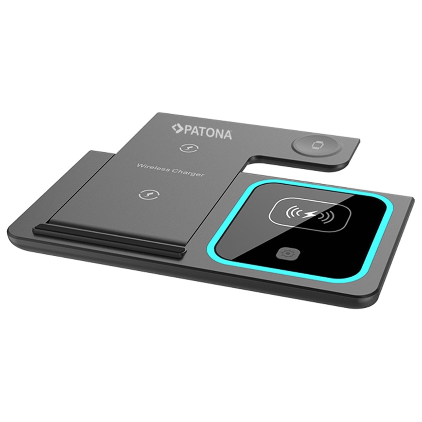 PATONA - Bežični punjač 3u1 za iPhone crna
