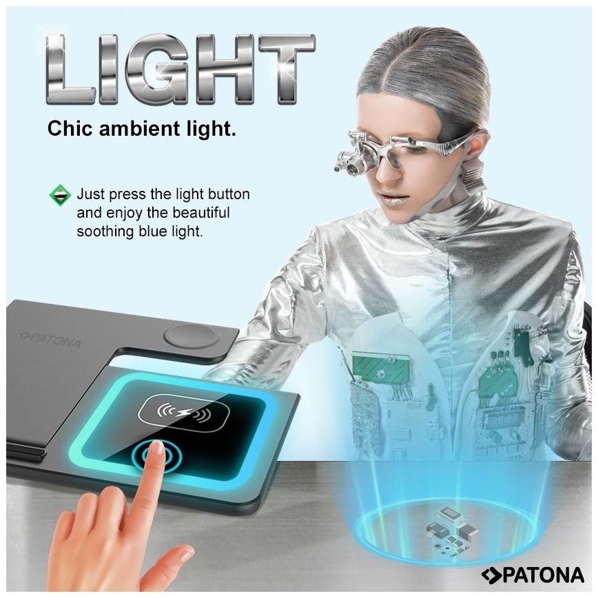 PATONA - Bežični punjač 3u1 za iPhone crna