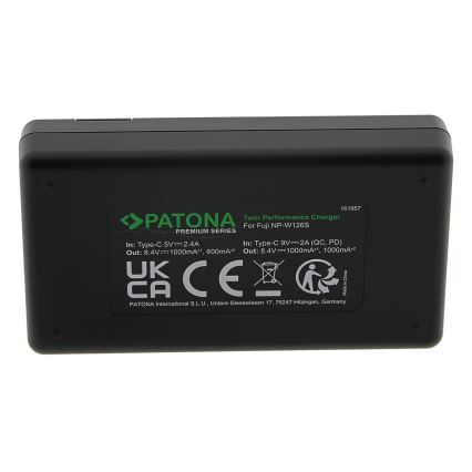 PATONA - Brzi punjač Dual Fuji NP-W126 + kabel USB-C 0,6m