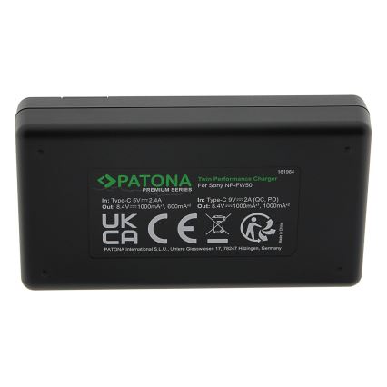 PATONA - Brzi punjač Dual Sony NP-FW50 + kabel USB-C 0,6m