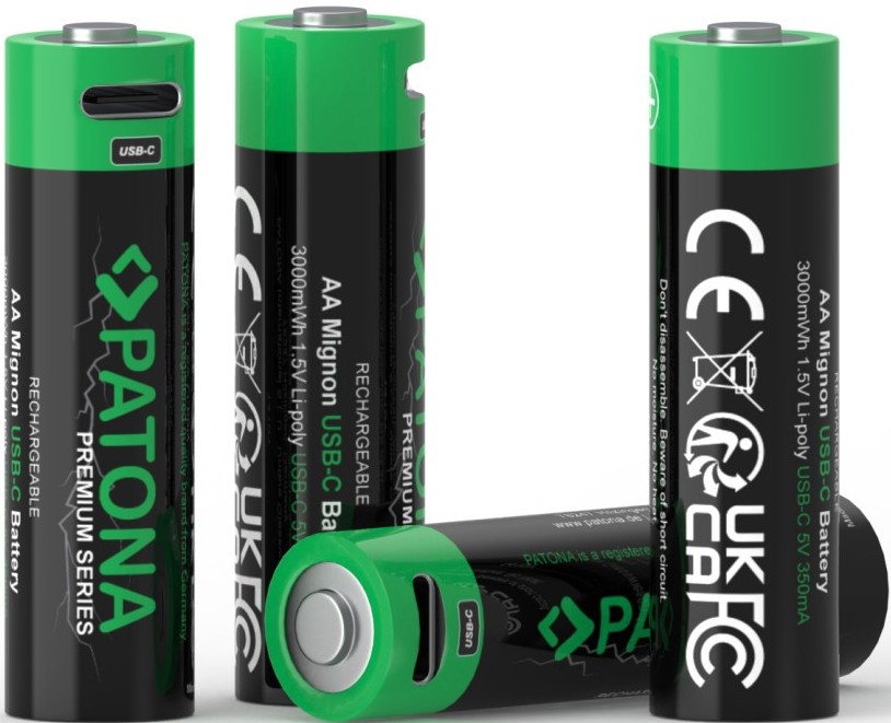 PATONA - SET 4x Baterija AA/LR6 Li-Pol 2000mAh 1,5Vs s USB-C punjenjem