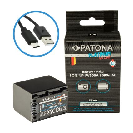 PATONA - Baterija za Sony NP-FV100 3090mAh Li-Ion Platinum s USB-C punjenjem