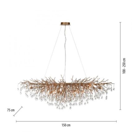 Paul Neuhaus 2031-11 - Luster na sajli ICICLE 15xG9/40W/230V 75x150 cm mesing